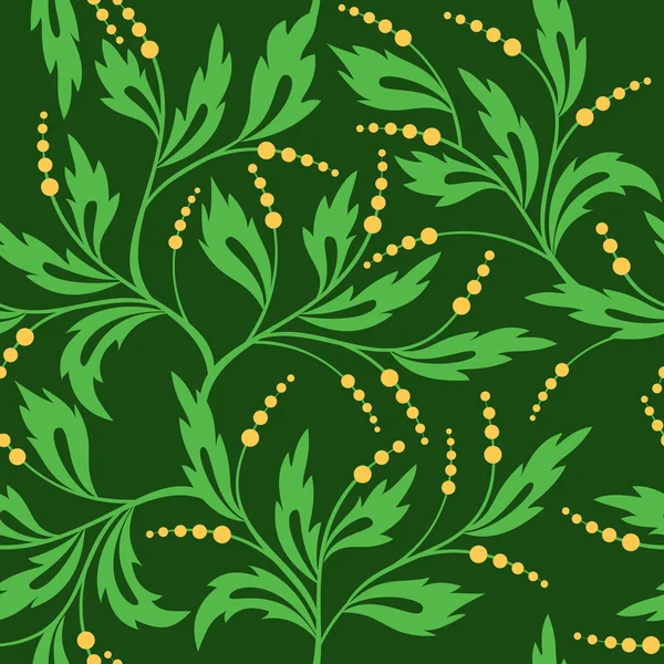 Vetor verde escuro padrão floral sem costura — Vetor de Stock