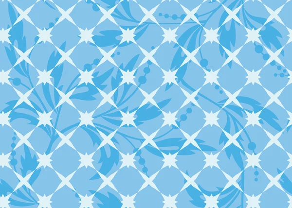 Vektor Nahtlose Blaue Geometrische Textur Mit Flora — Stockvektor