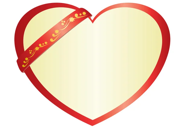Векторная иллюстрация красного сердца с лентой — стоковый вектор