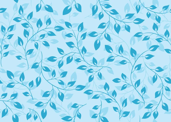 矢量蓝色花无缝图案与蓝色的树叶 — 图库矢量图片