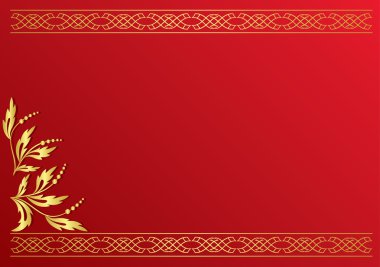 Vector red card with golden decoration clipart