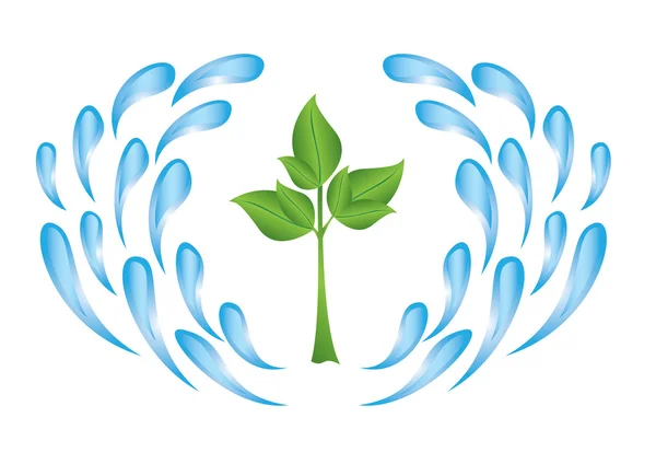 Векторная иллюстрация - зеленые растения и вода — стоковый вектор