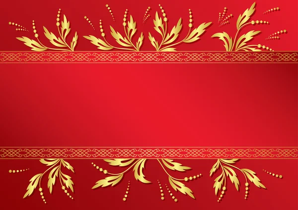 Vector Red Frame Golden Decorations — Stock Vector