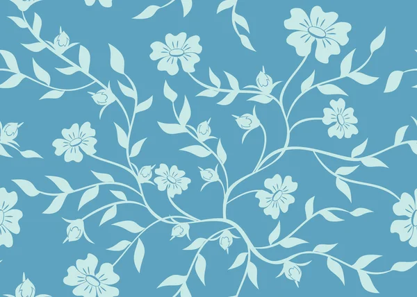 Vector azul floral textura sem costura — Vetor de Stock
