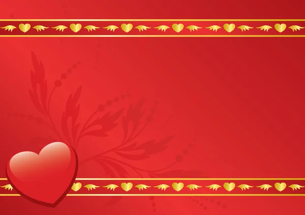 Cartão vermelho vetorial com decoração dourada — Vetor de Stock