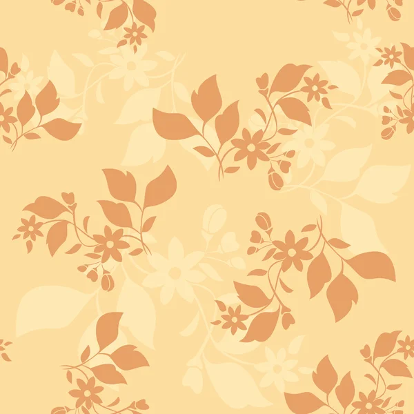 Vector light beige seamless pattern with brown plants — Stock Vector