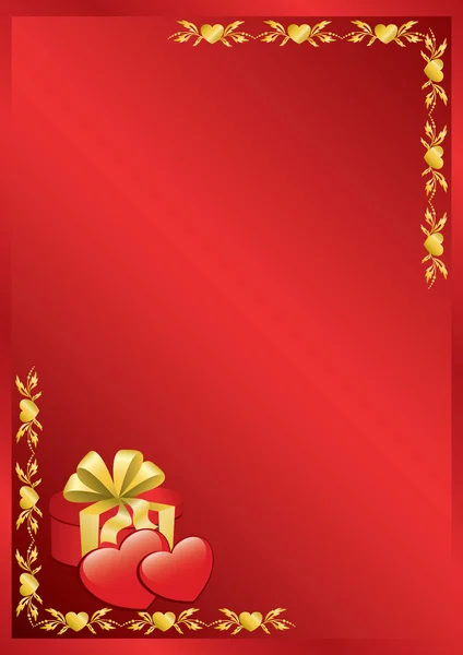 Cadre Romantique Rouge Vectoriel Avec Décor Doré — Image vectorielle