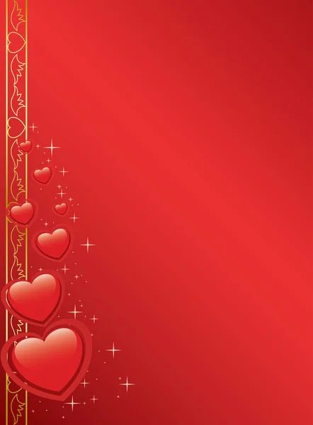 Векторна Червона Листівка Сердечками Зірками — стоковий вектор