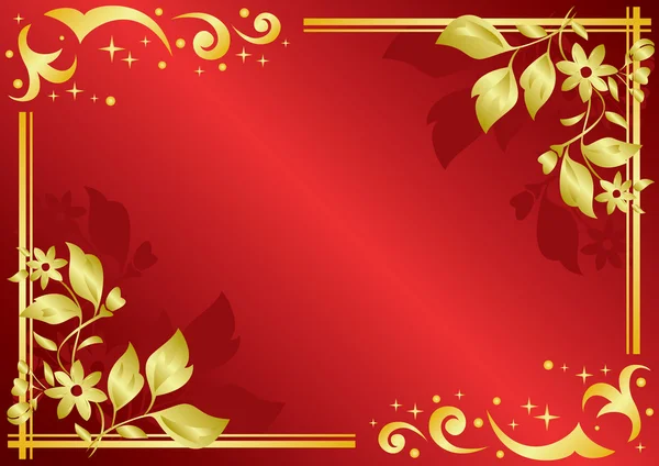 Tarjeta roja vectorial con decoraciones doradas — Vector de stock