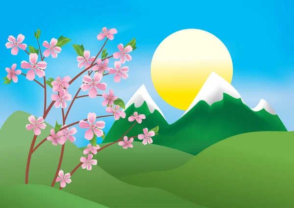 桃の枝を持つベクトル イラスト — ストックベクタ