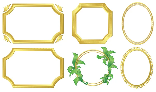 一組のベクトルのゴールデン フレーム — ストックベクタ