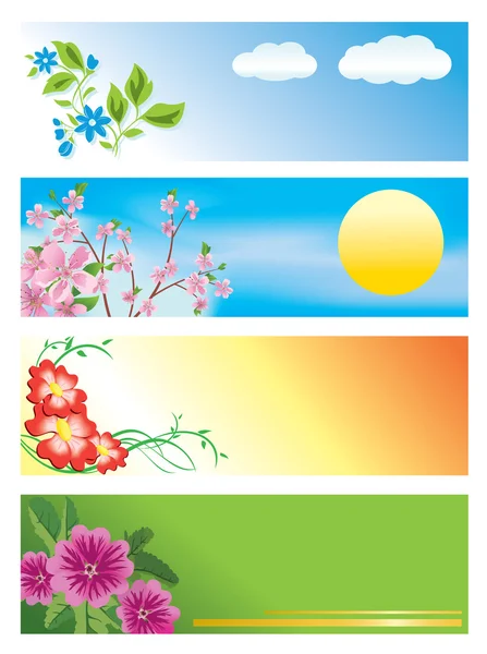 Bandiere orizzontali vettoriali con fiori — Vettoriale Stock