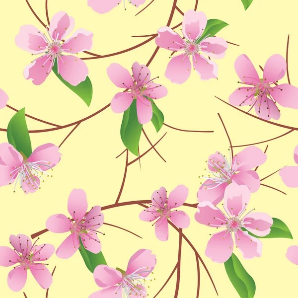 桃の花のベクトル パターン — ストックベクタ