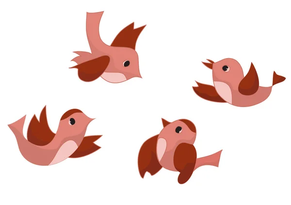 Conjunto vectorial de cuatro aves — Archivo Imágenes Vectoriales