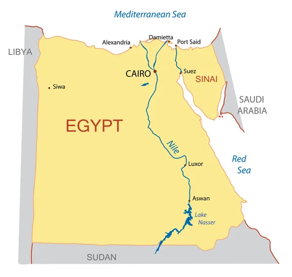 Mappa vettoriale dell'Egitto — Vettoriale Stock