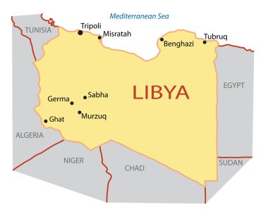 Vector illustration of map of Libya clipart