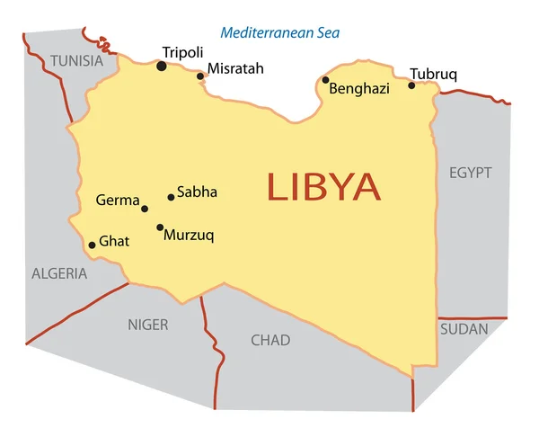 利比亚地图矢量插画 — 图库矢量图片