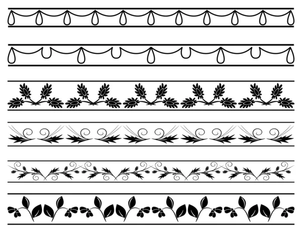 Set of vector floral borders — Stock Vector