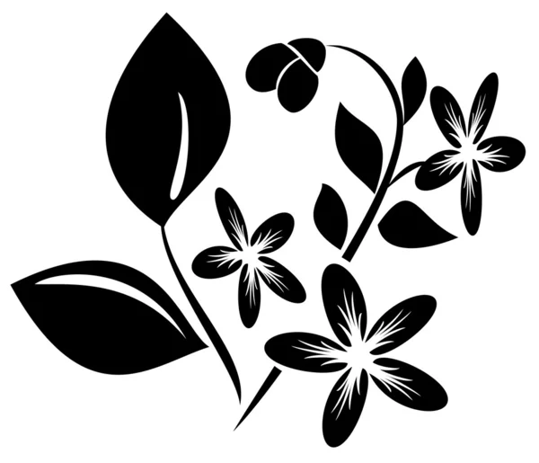 Elemento nero vettoriale per il design con flora — Vettoriale Stock