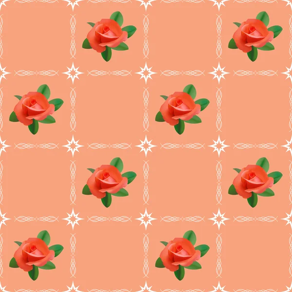 Vector pink seamless texture with roses — Stock Vector