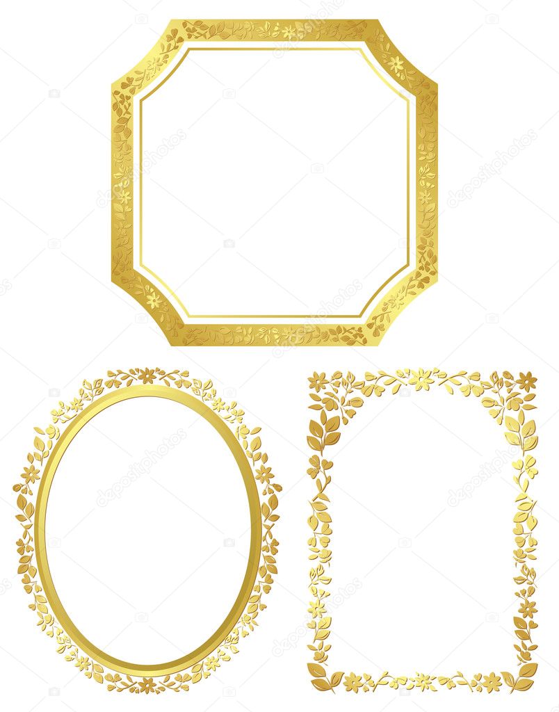 Set of vector various golden frames