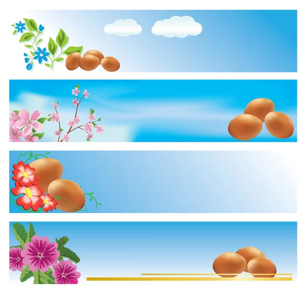 Ensemble de bannières vectorielles bleues avec thème de Pâques — Image vectorielle