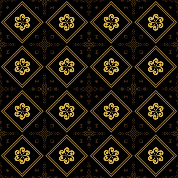 Vector black and golden texture with rhombuses — Stock Vector