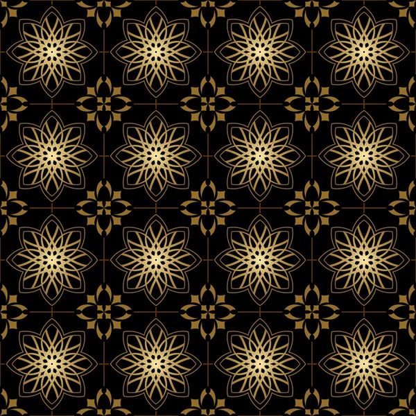 Texture geometrica vettoriale nera e dorata con linee incrociate — Vettoriale Stock