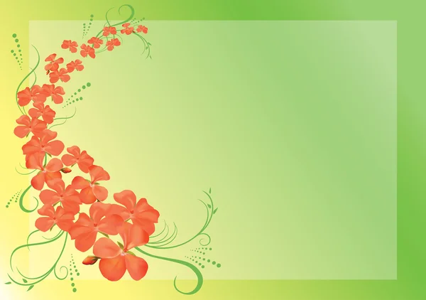 Tarjeta verde vectorial con flores rosadas - eps10 — Vector de stock
