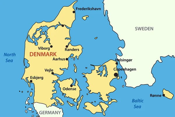 Mappa vettoriale della Danimarca — Vettoriale Stock