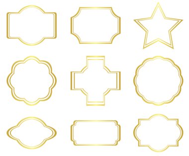 Set of vector golden frames on white clipart