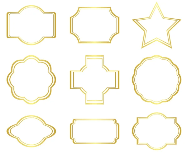 Набор векторных золотых рам на белом — стоковый вектор