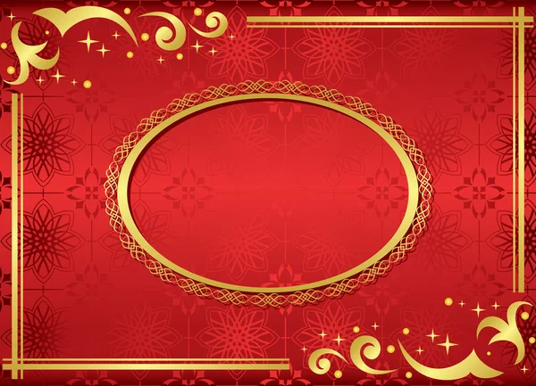 Vektor piros kártya aranyszínű kerettel — Stock Vector