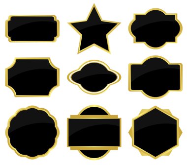 Set of black label with golden frames clipart