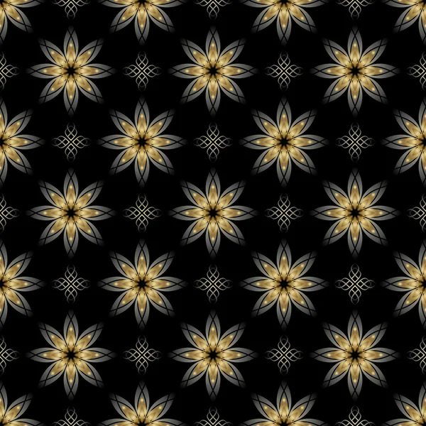 Texture transparente vectorielle noire avec des éléments dorés — Image vectorielle