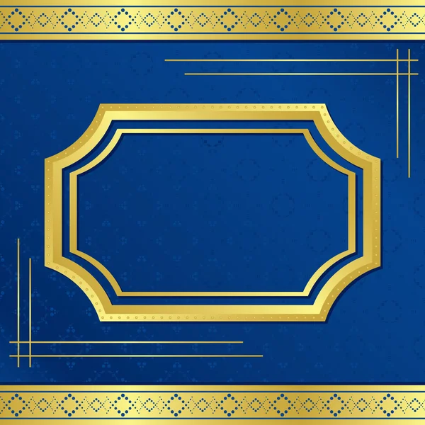 Marco dorado vectorial con fondo azul — Vector de stock