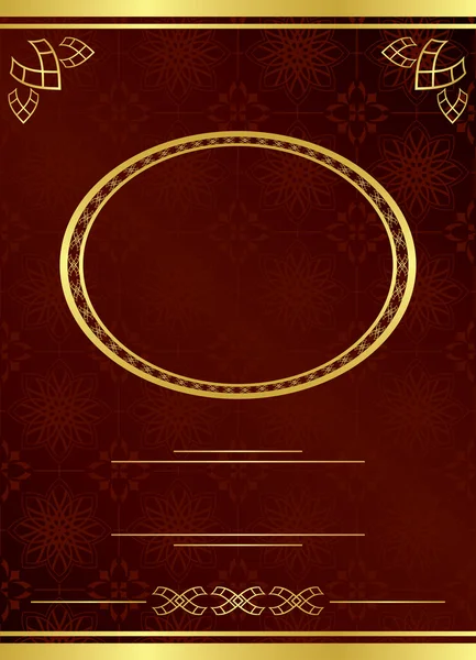 Векторна коричнева листівка з золотою рамкою — стоковий вектор