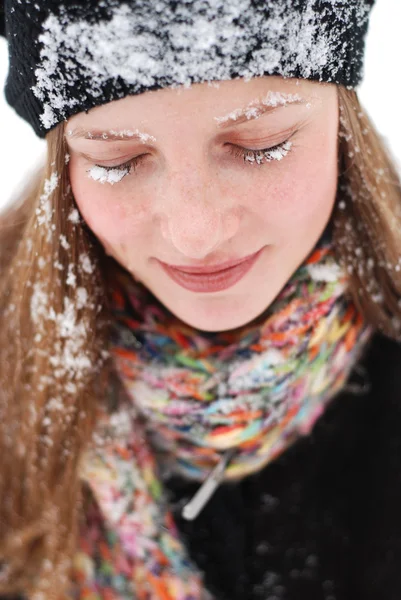Жінка і снігу — стокове фото