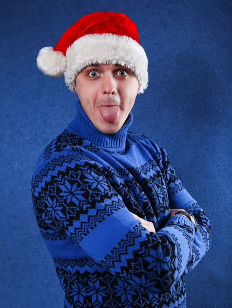 Uomo in cappello di Natale — Foto Stock