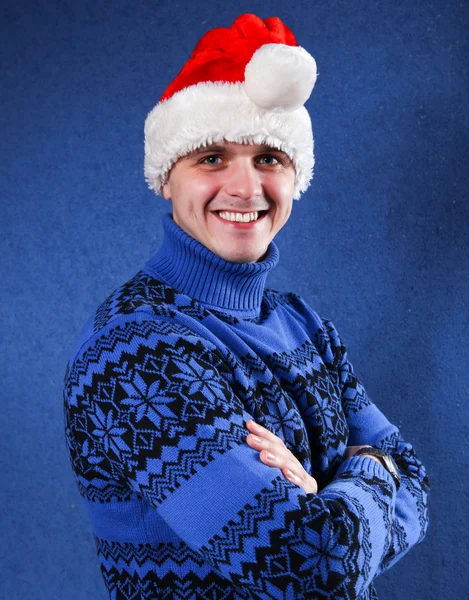 Hombre en sombrero de Navidad — Foto de Stock