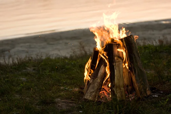 篝火火焰室外用橙色火 — 图库照片