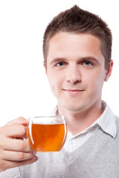 차 한잔과 함께 남자 — 스톡 사진