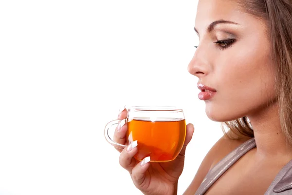 Kobieta z herbaty — Zdjęcie stockowe