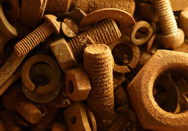 Rusty nuts and bolts — Stock Photo, Image