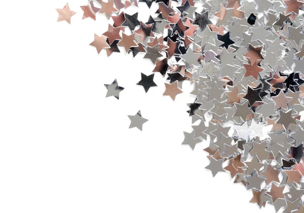 Estrelas de prata isoladas sobre fundo branco — Fotografia de Stock