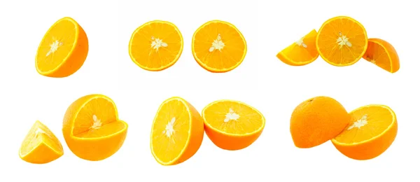 Snij Sinaasappelen Geïsoleerd Een Witte Achtergrond — Stockfoto