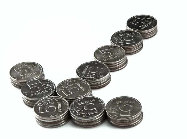 sikke üzerinde beyaz bir arka plan izole yapılmış ok