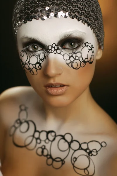 Portrait young woman with creative face-art — Stock Photo, Image