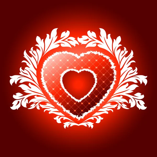 Διάνυσμα Εικονογράφηση Κόκκινο Καρδιά Αγίου Βαλεντίνου Floral Pattern — Διανυσματικό Αρχείο