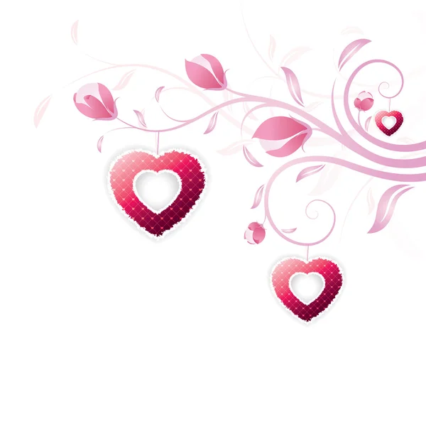 Valentine Day Background Flowers Isolated White — Stock Vector